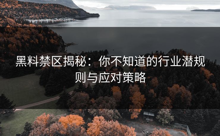 黑料禁区揭秘：你不知道的行业潜规则与应对策略